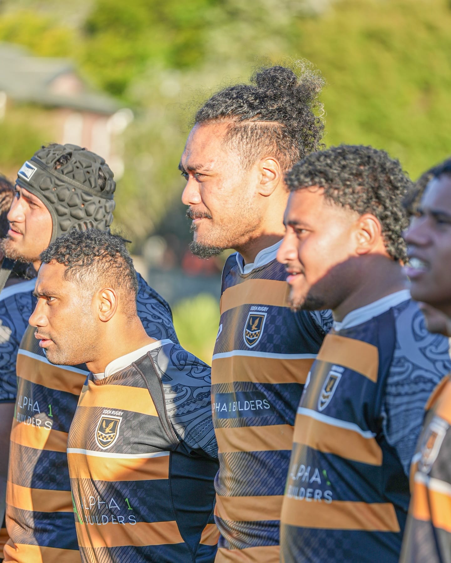 Eden Rugby players lined up before kickoff